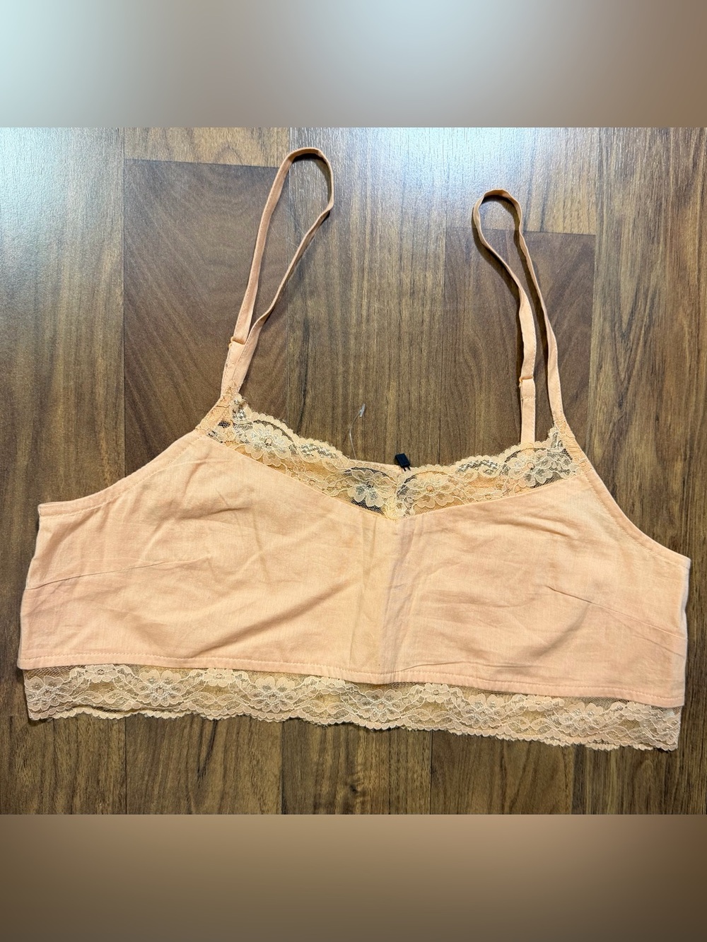 Nasty Gal Women's Lace-Trim Comfort Cotton Bralet Peach Size 6